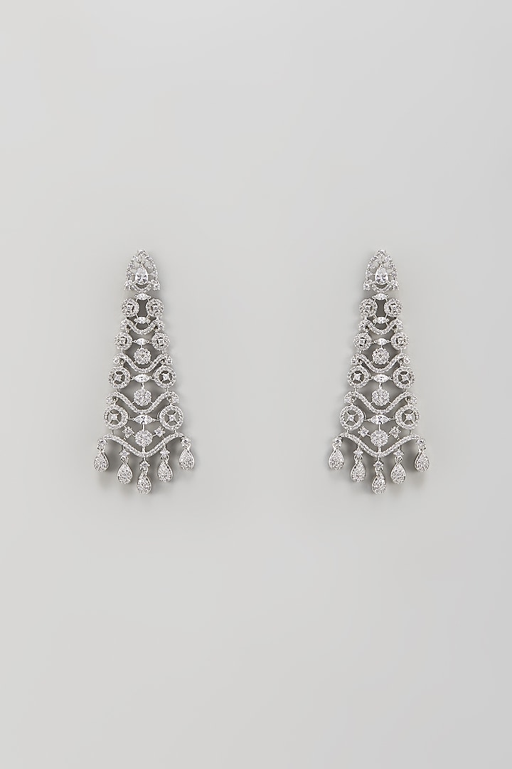 White Finish Zircon Dangler Earrings by Aster at Pernia's Pop Up Shop