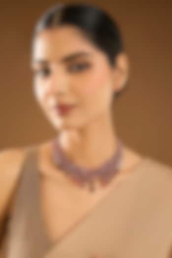 White Finish Pink Synthetic Stone Necklace by Aster at Pernia's Pop Up Shop