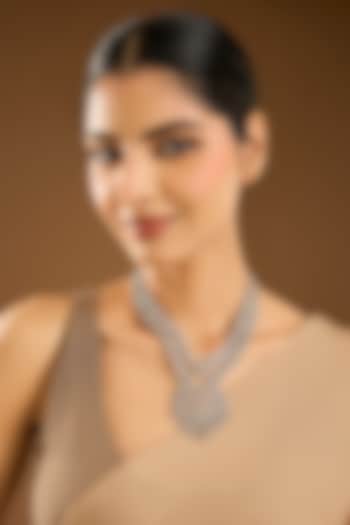 White Finish Synthetic Stone Necklace by Aster at Pernia's Pop Up Shop