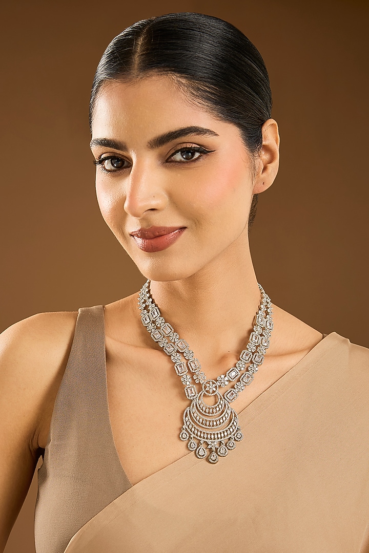 White Finish Synthetic Stone Necklace by Aster at Pernia's Pop Up Shop