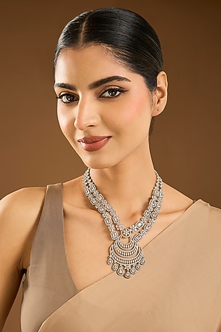White Finish Synthetic Stone Necklace by Aster
