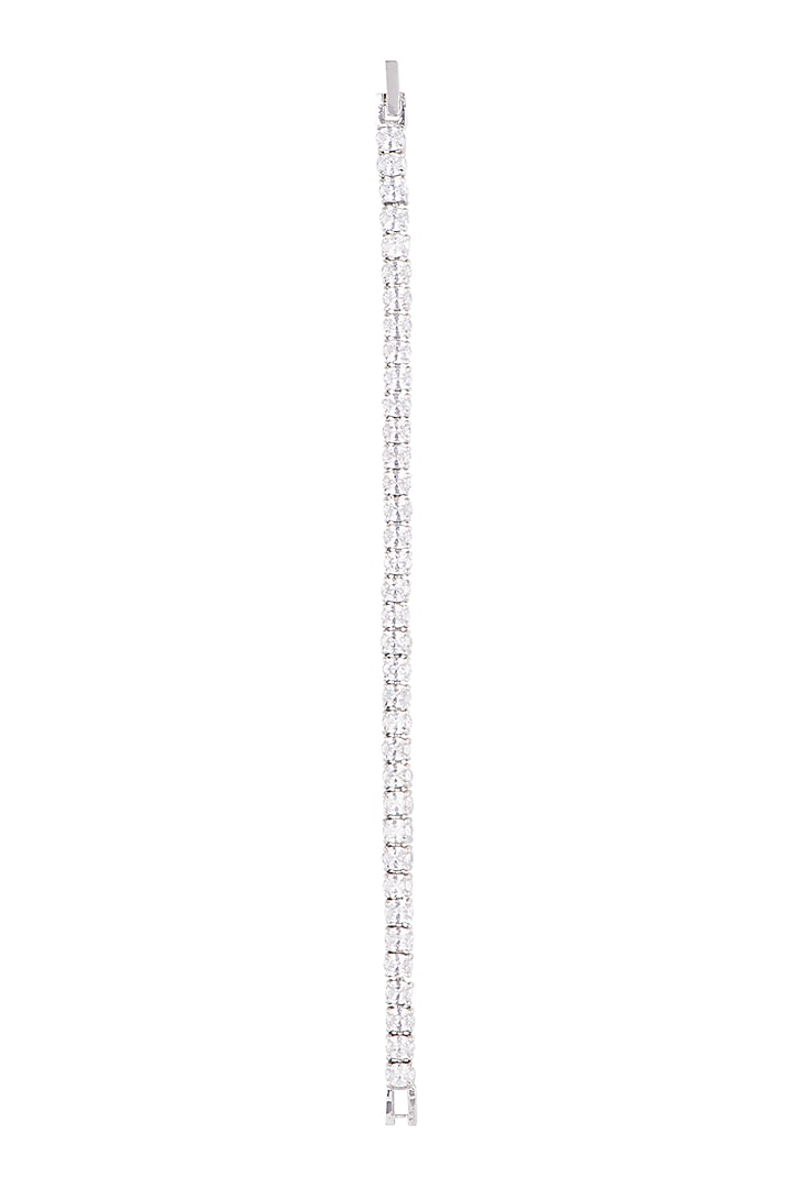 White Finish Faux Diamonds Bracelet by Aster at Pernia's Pop Up Shop
