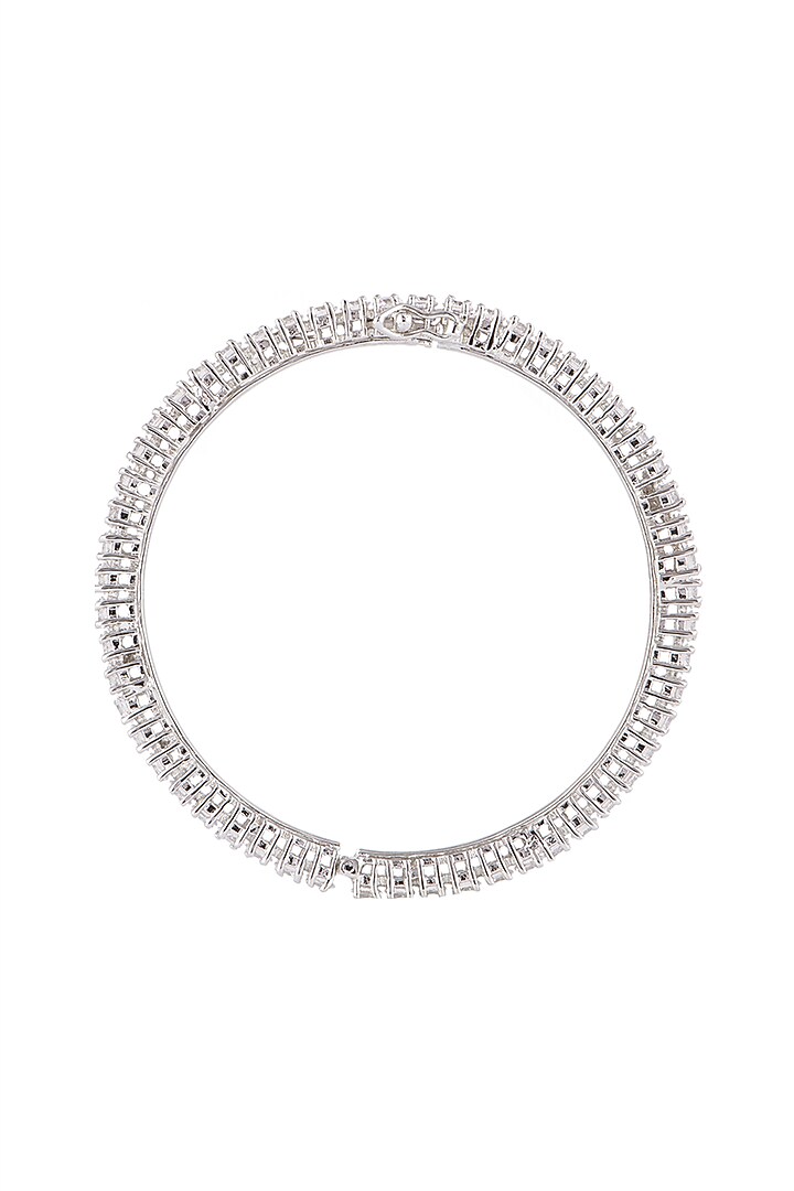 White Finish Faux Diamonds Openable Bangles by Aster at Pernia's Pop Up Shop