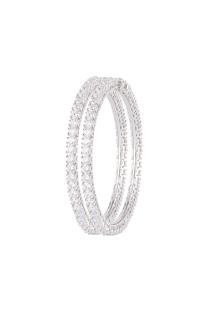 White Finish Faux Diamonds Openable Bangles by Aster at Pernia's Pop Up Shop