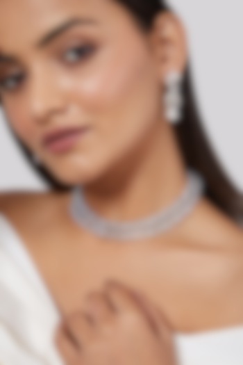 White Finish Diamond Choker Necklace Set by Aster at Pernia's Pop Up Shop