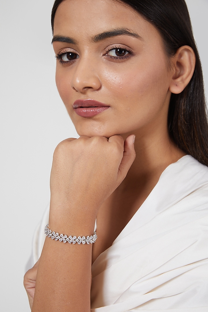 White Finish Zircon Bracelet by Aster at Pernia's Pop Up Shop