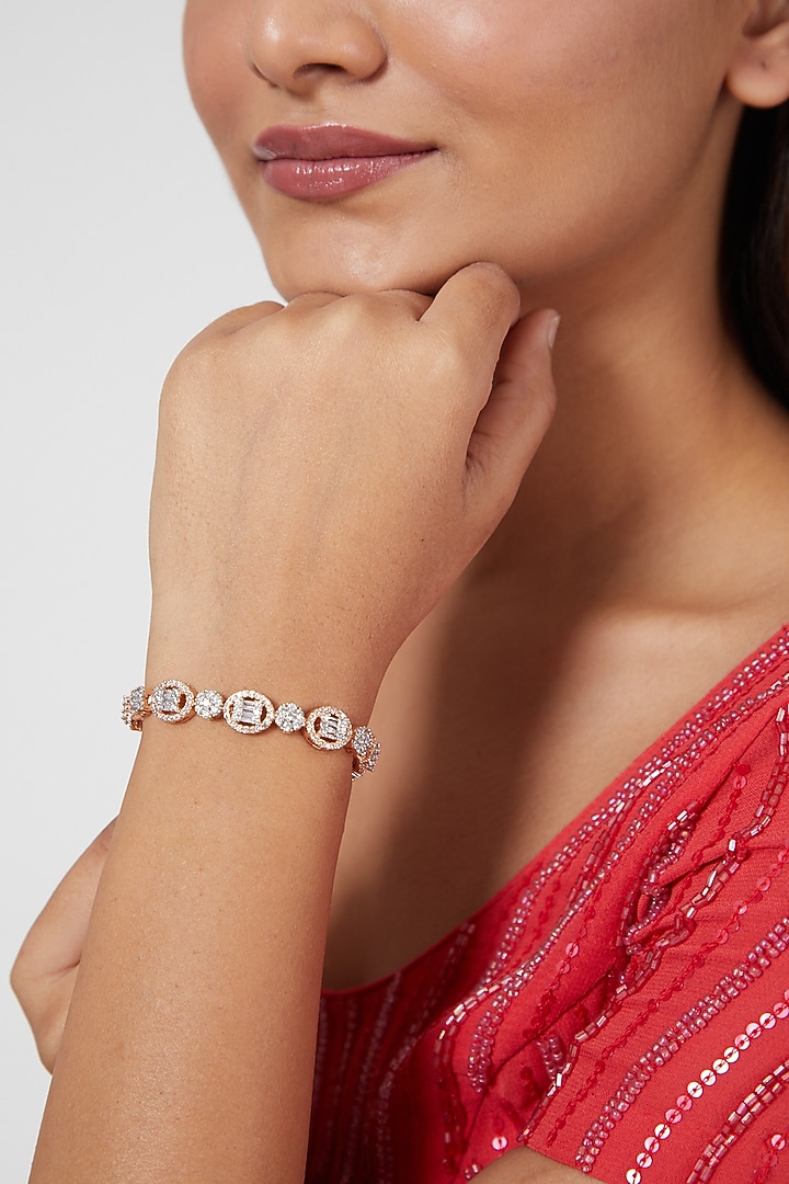 Rose Gold Finish Faux Diamond Bracelet by Aster at Pernia's Pop Up Shop