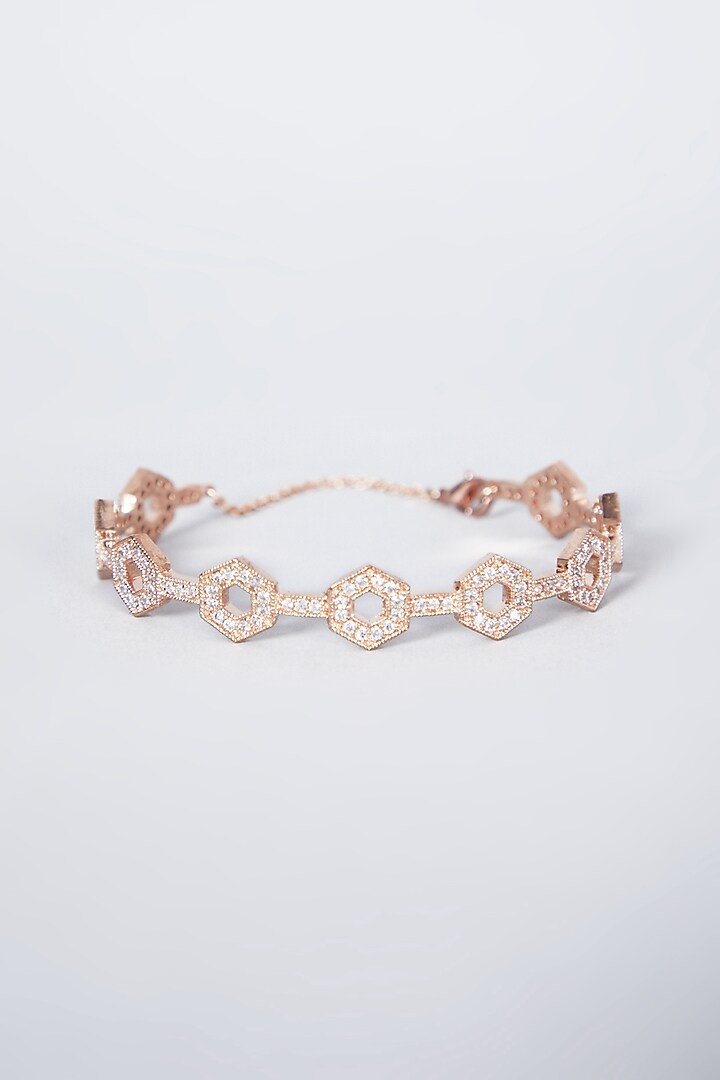 Rose Gold Finish Faux Diamond Bracelet by Aster at Pernia's Pop Up Shop