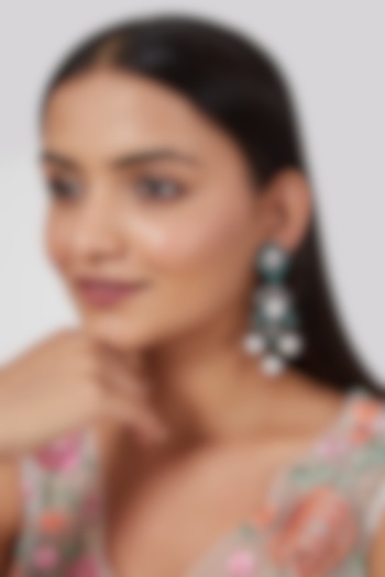 Black Rhodium Finish Diamond & Green Stone Bracelet by Aster at Pernia's Pop Up Shop