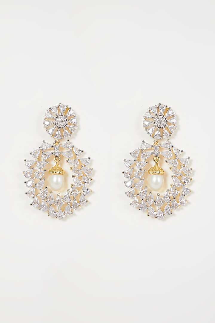Gold Finish Diamond Earrings by Aster at Pernia's Pop Up Shop