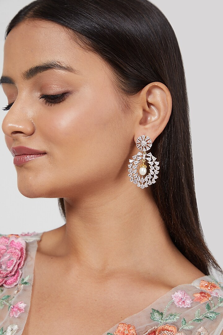 Gold Finish Diamond Earrings by Aster at Pernia's Pop Up Shop