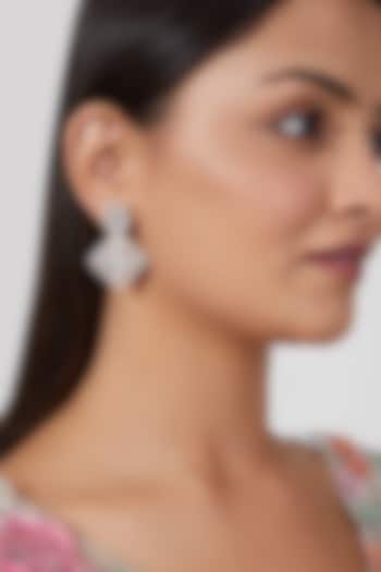 White Finish Zircon Dangler Earrings by Aster at Pernia's Pop Up Shop