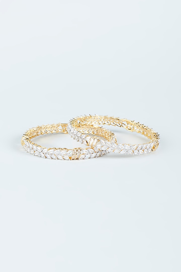 Two-Tone Finish Zircon Bangles (Set of 2) by Aster at Pernia's Pop Up Shop