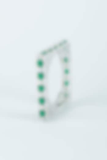 White Finish Green Zircon Bangle by Aster