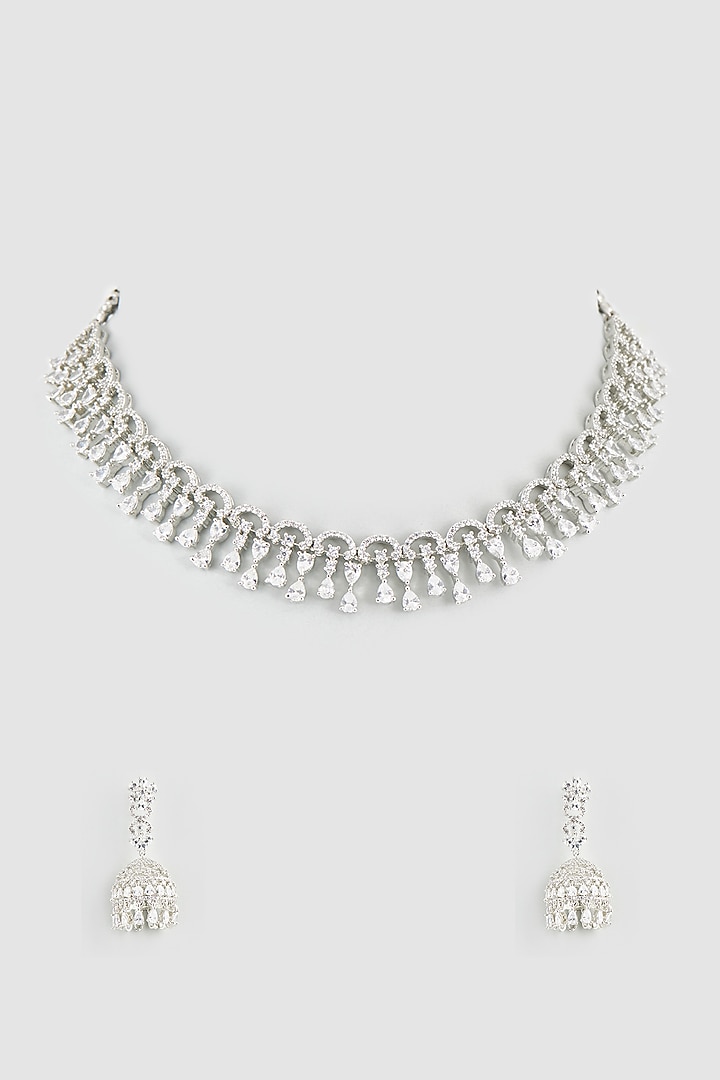 White Finish Zircon Necklace Set by Aster at Pernia's Pop Up Shop