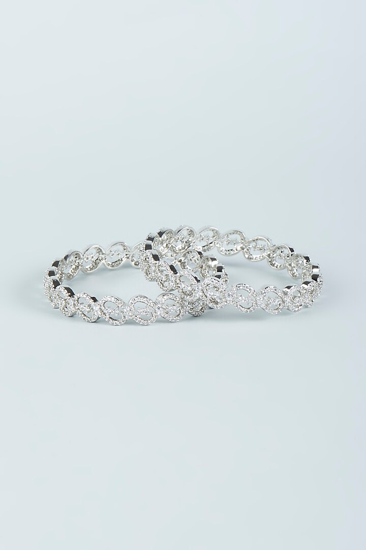 White Finish ZIrcon Bangles (Set of 2) by Aster at Pernia's Pop Up Shop
