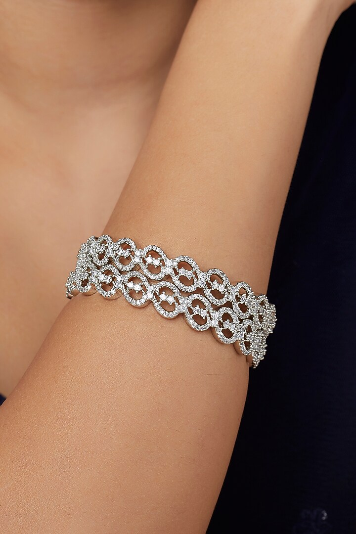 White Finish ZIrcon Bangles (Set of 2) by Aster at Pernia's Pop Up Shop