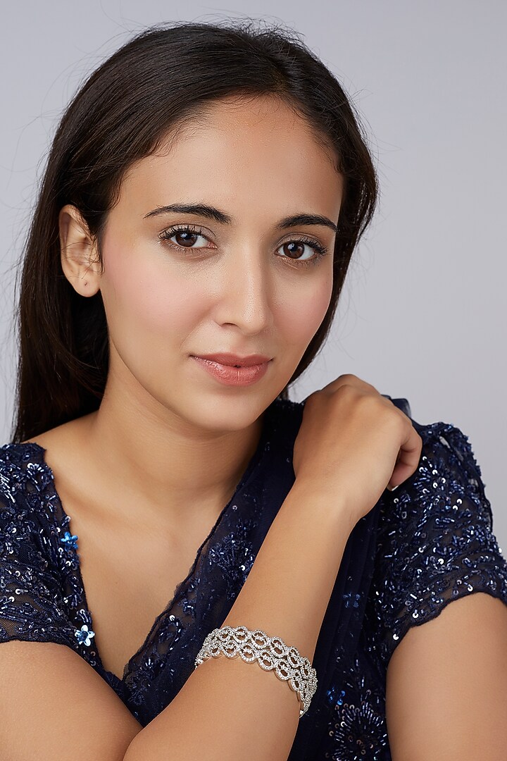 White Finish ZIrcon Bangles (Set of 2) by Aster at Pernia's Pop Up Shop