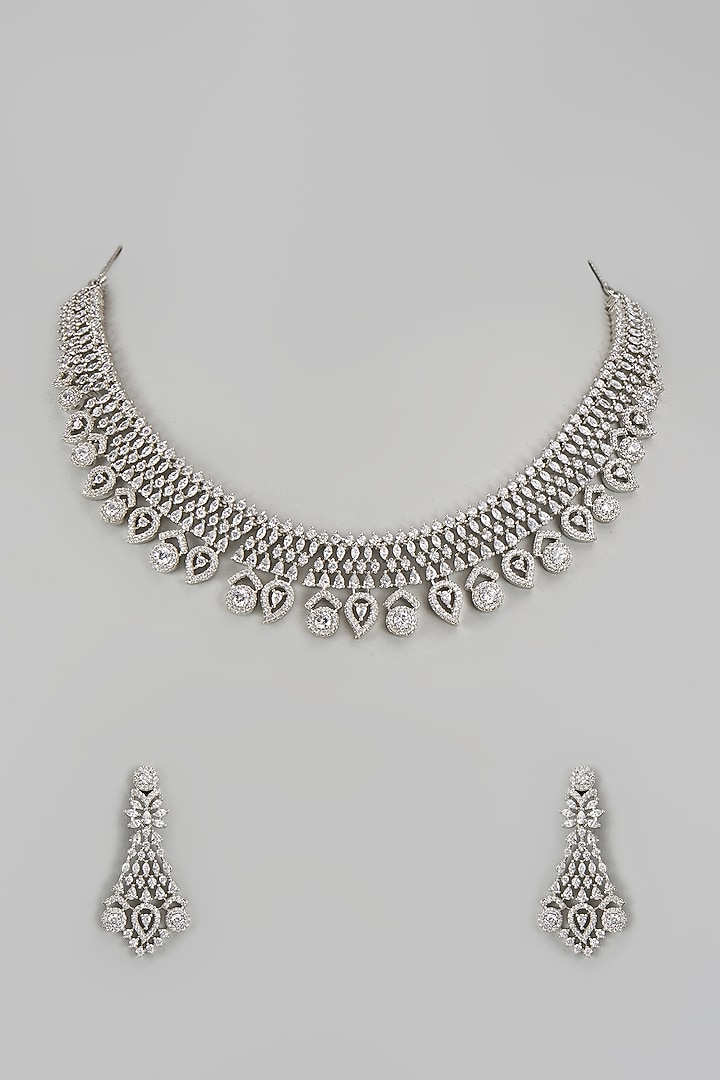 White Finish Zircon Necklace Set by Aster at Pernia's Pop Up Shop