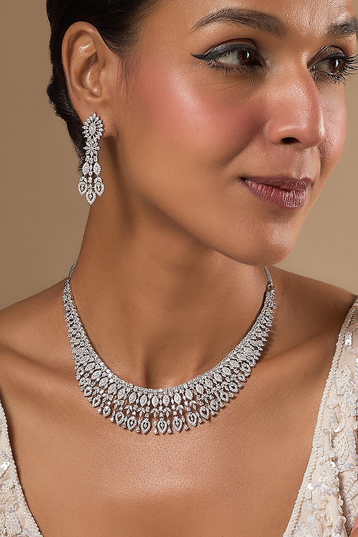 White Finish Zircon Necklace Set by Aster at Pernia's Pop Up Shop