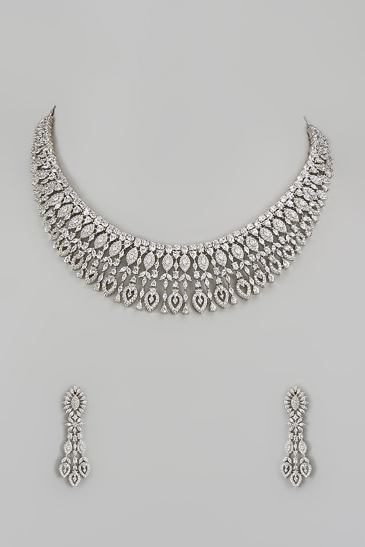 White Finish Zircon Necklace Set by Aster at Pernia's Pop Up Shop