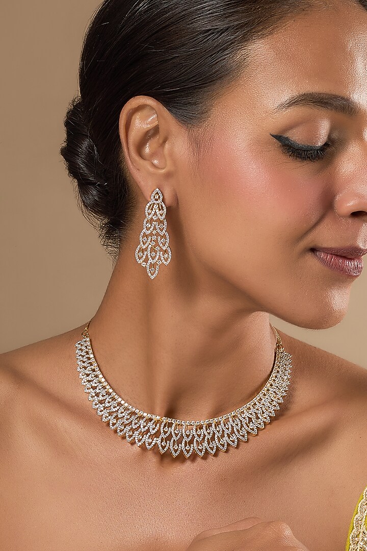 Gold Finish Zircon Necklace Set by Aster at Pernia's Pop Up Shop