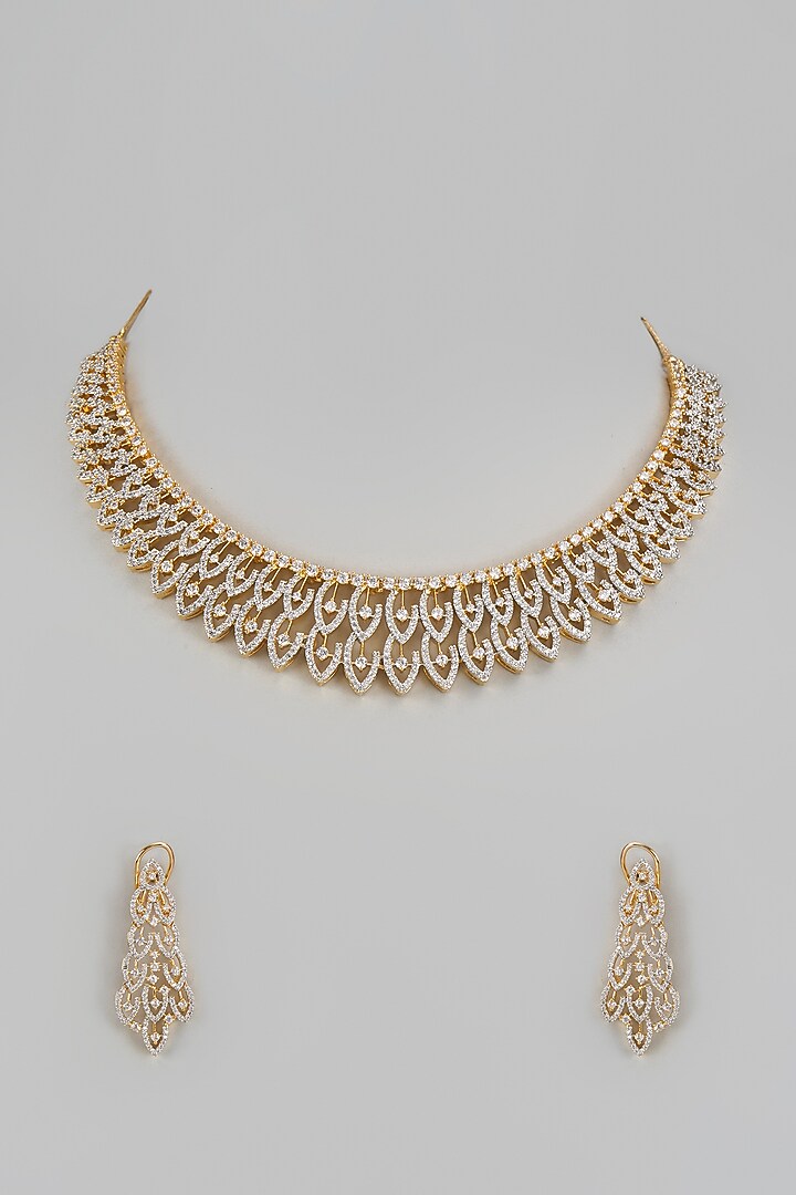 Gold Finish Zircon Necklace Set by Aster at Pernia's Pop Up Shop