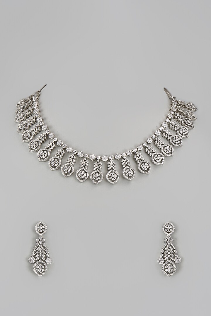 White Finish Zircon Necklace Set by Aster at Pernia's Pop Up Shop