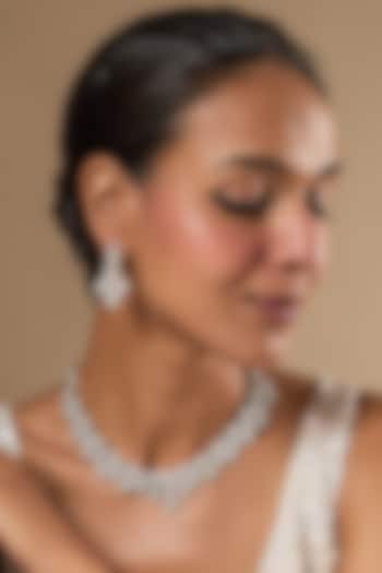 White Finish Zircon & Pearl Necklace Set by Aster at Pernia's Pop Up Shop