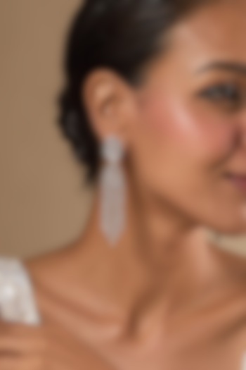 White Finish Zircon Dangler Earrings by Aster at Pernia's Pop Up Shop