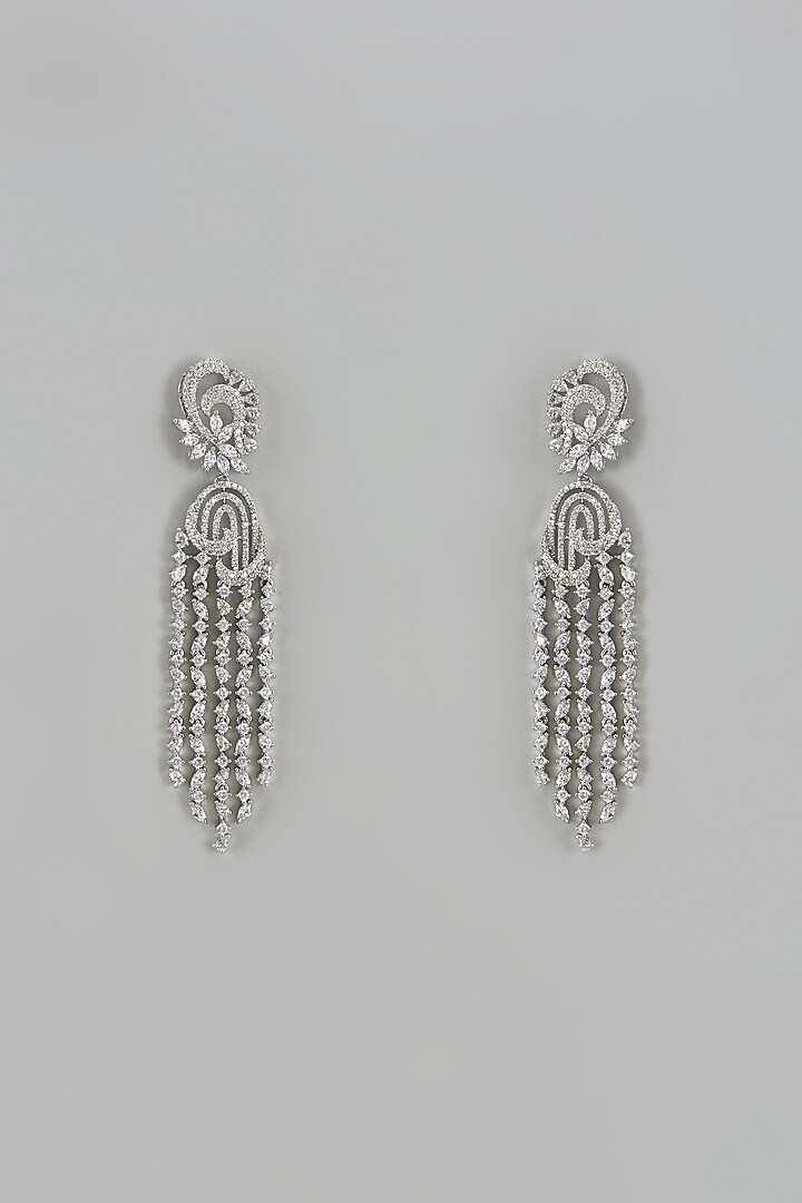 White Finish Zircon Dangler Earrings by Aster at Pernia's Pop Up Shop
