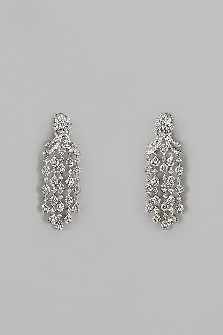 White Finish Zircon Dangler Earrings by Aster at Pernia's Pop Up Shop