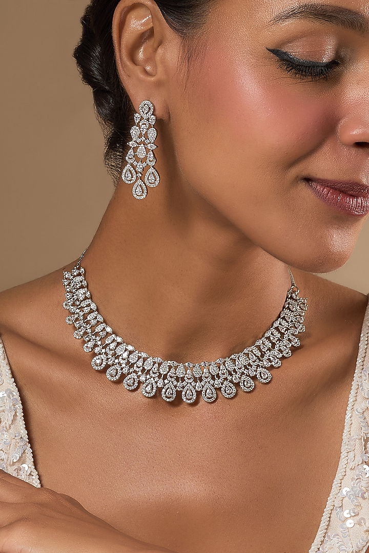 White Finish Zircon Necklace Set by Aster at Pernia's Pop Up Shop