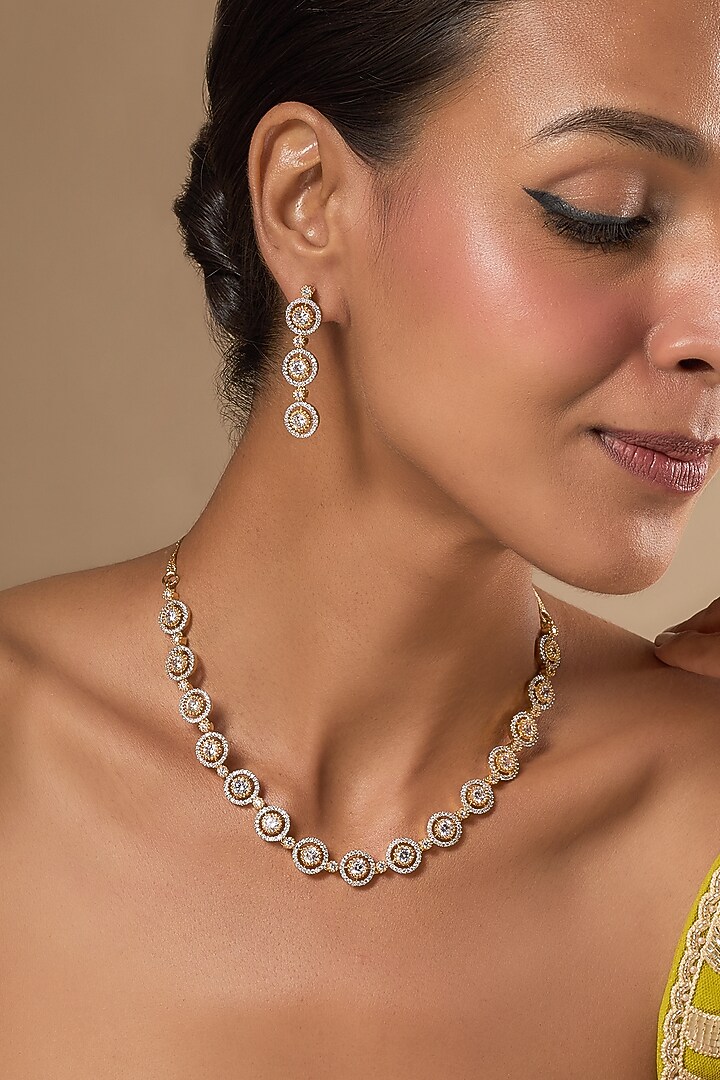 Gold Finish Zircon Necklace Set by Aster at Pernia's Pop Up Shop