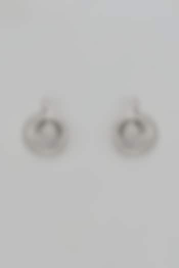 White Finish Zircon Chandbali Earrings by Aster