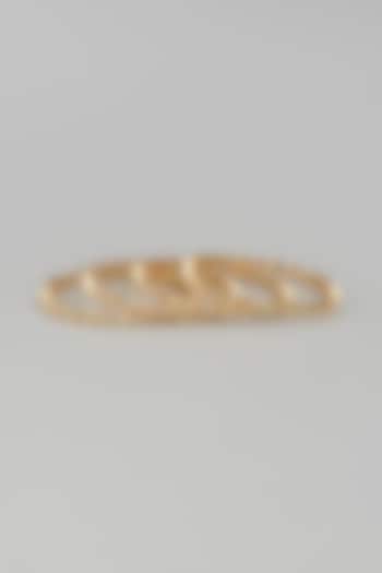 Gold Finish Zircon Bangles (Set of 4) by Aster