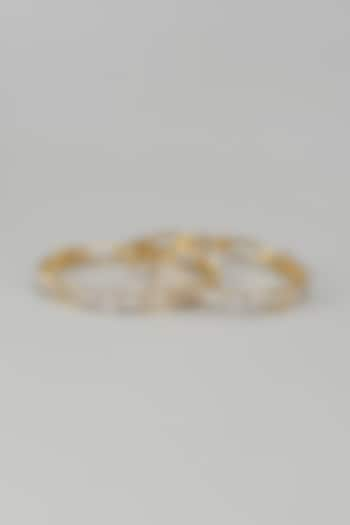 Gold Finish Zircon Bangles (Set of 2) by Aster at Pernia's Pop Up Shop