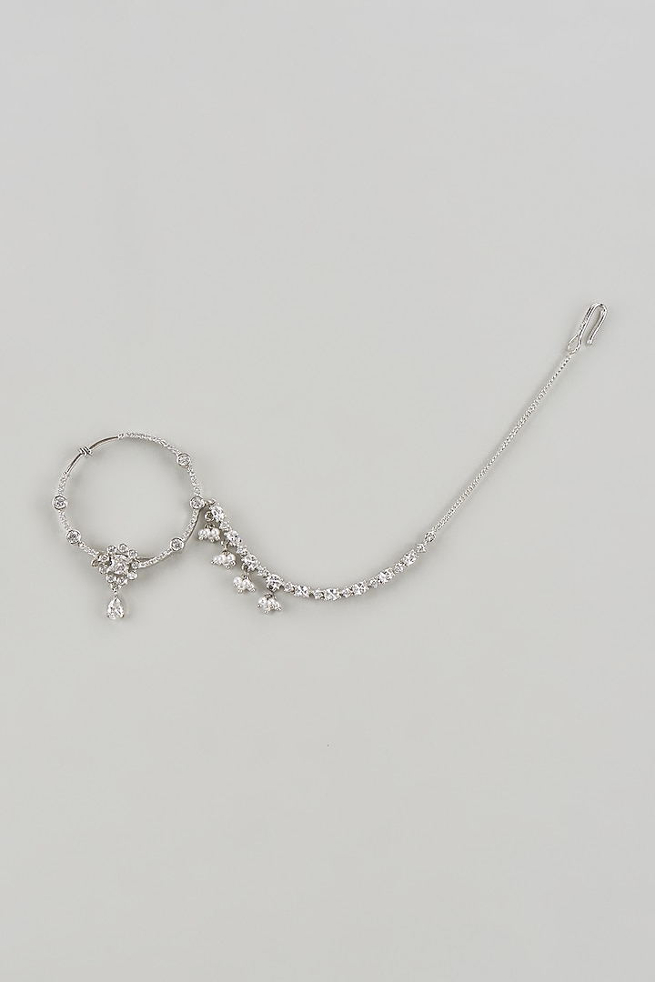 White Finish Zircons Nose Ring by Aster at Pernia's Pop Up Shop