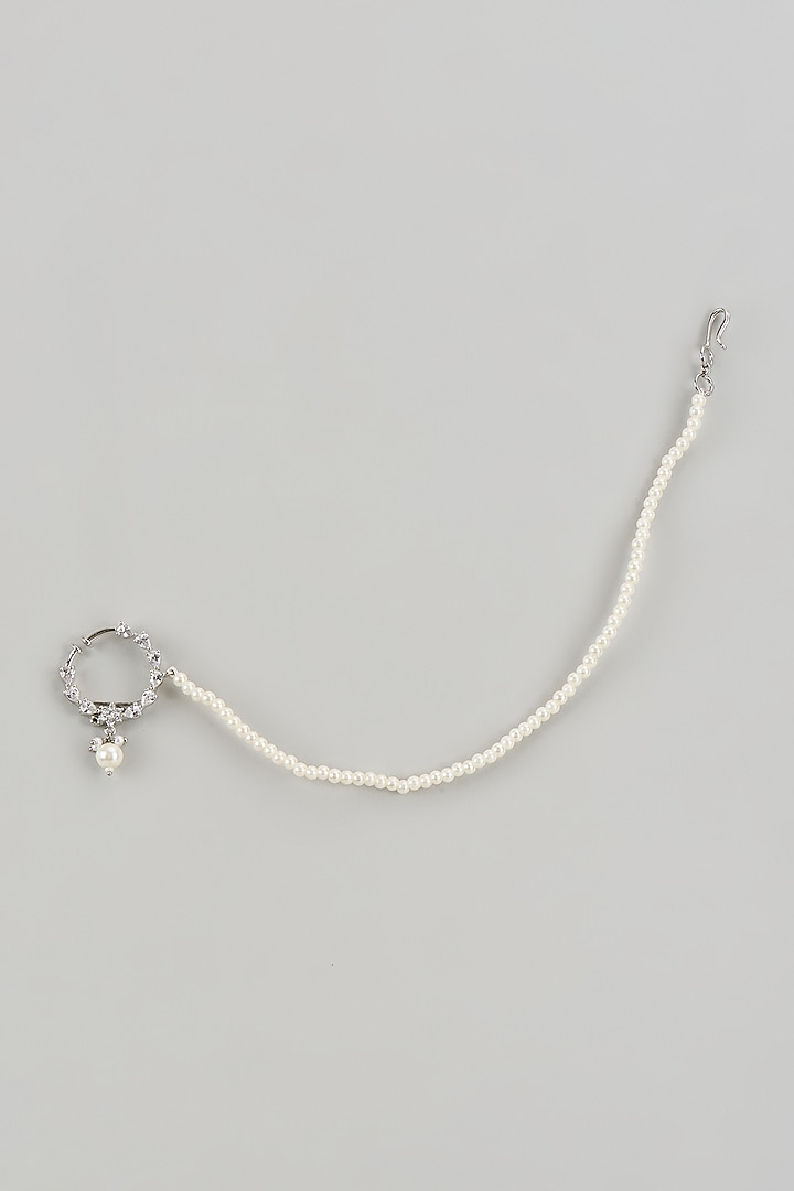 White Finish Zircons Nose Ring by Aster at Pernia's Pop Up Shop