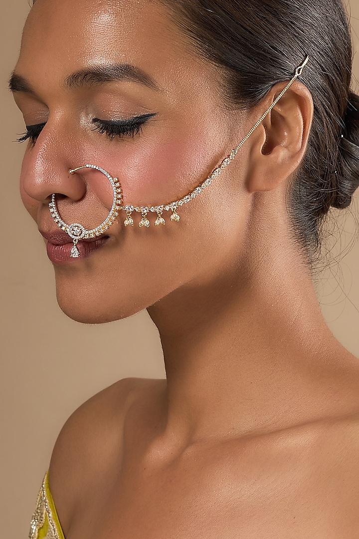 Gold Finish Zircons Nose Ring by Aster at Pernia's Pop Up Shop