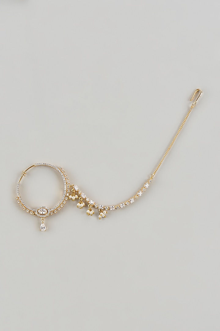 Gold Finish Zircons Nose Ring by Aster at Pernia's Pop Up Shop