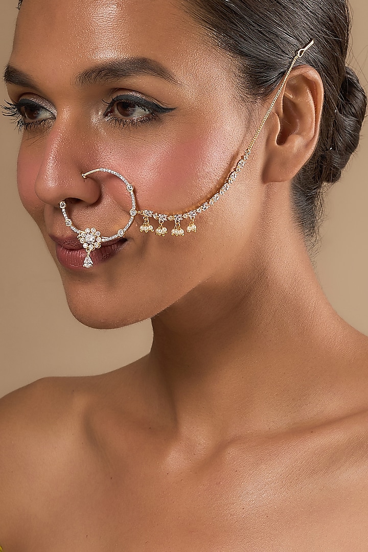 Gold Finish Zircons Nose Ring by Aster at Pernia's Pop Up Shop