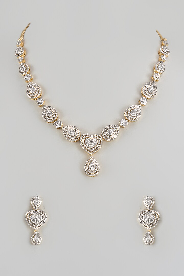 Gold Finish Zircon Necklace Set by Aster at Pernia's Pop Up Shop