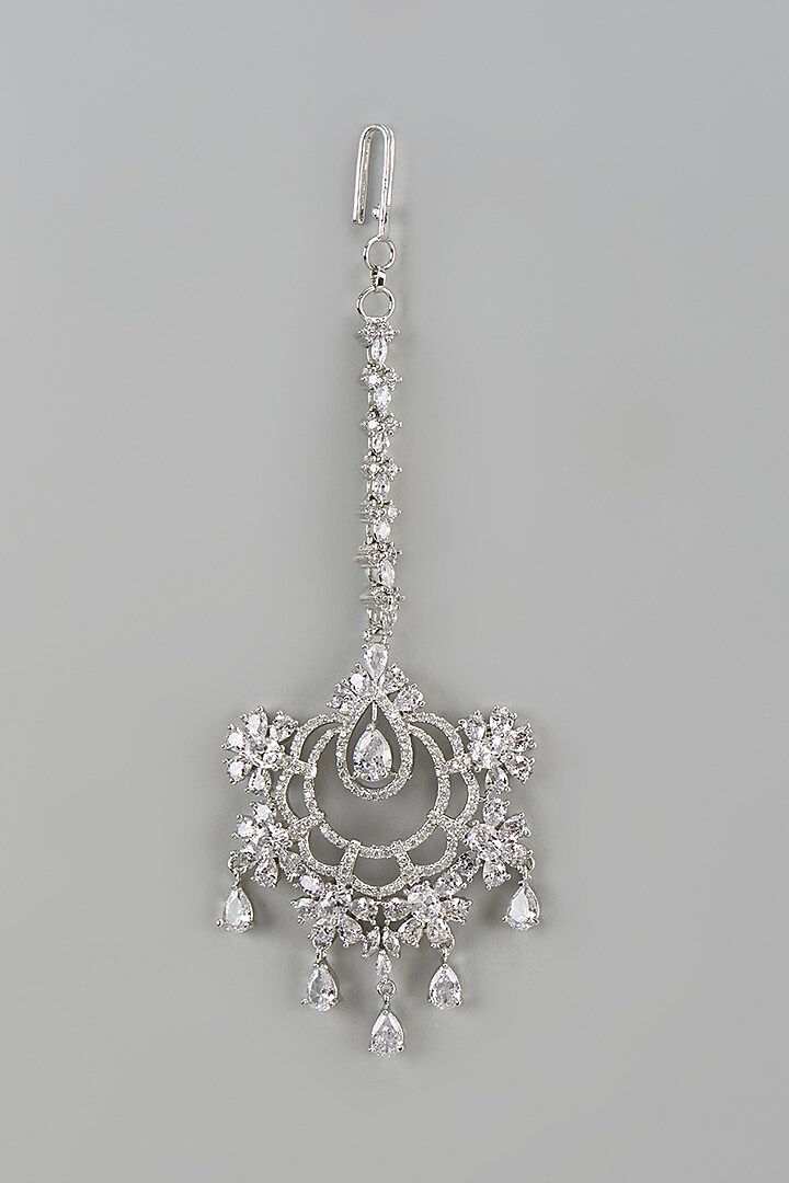 White Finish Zircon Maangtikka by Aster at Pernia's Pop Up Shop