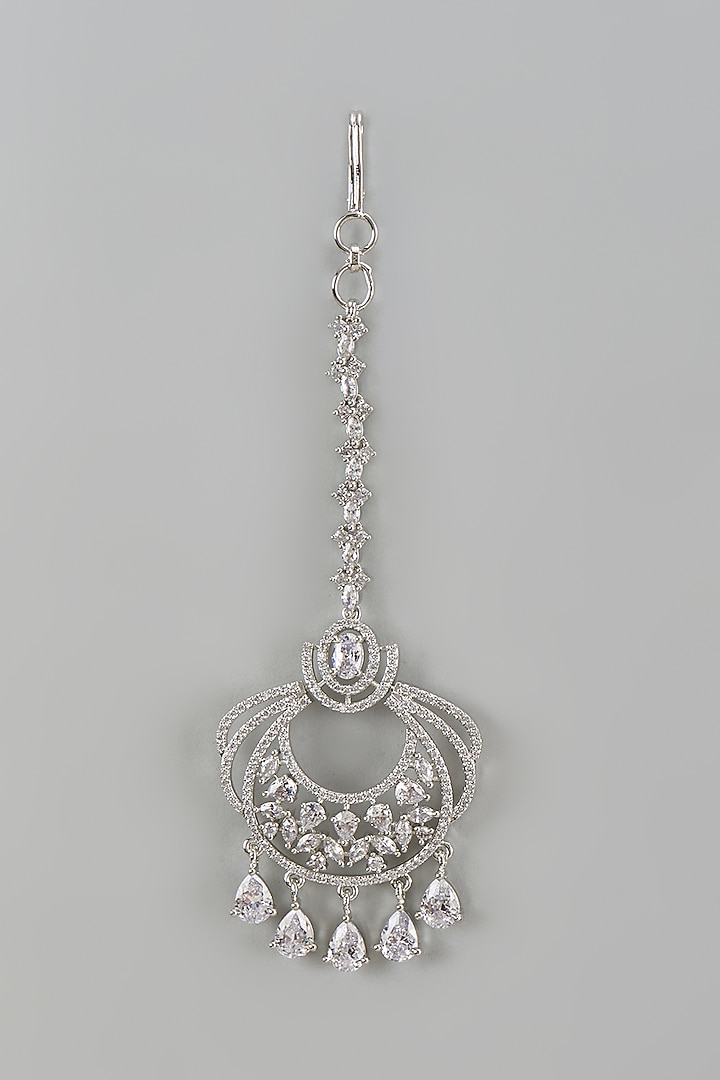 White Finish Zircon Maangtikka by Aster at Pernia's Pop Up Shop