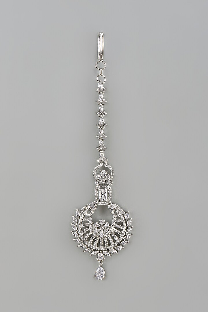 White Finish Zircon Maangtikka by Aster at Pernia's Pop Up Shop