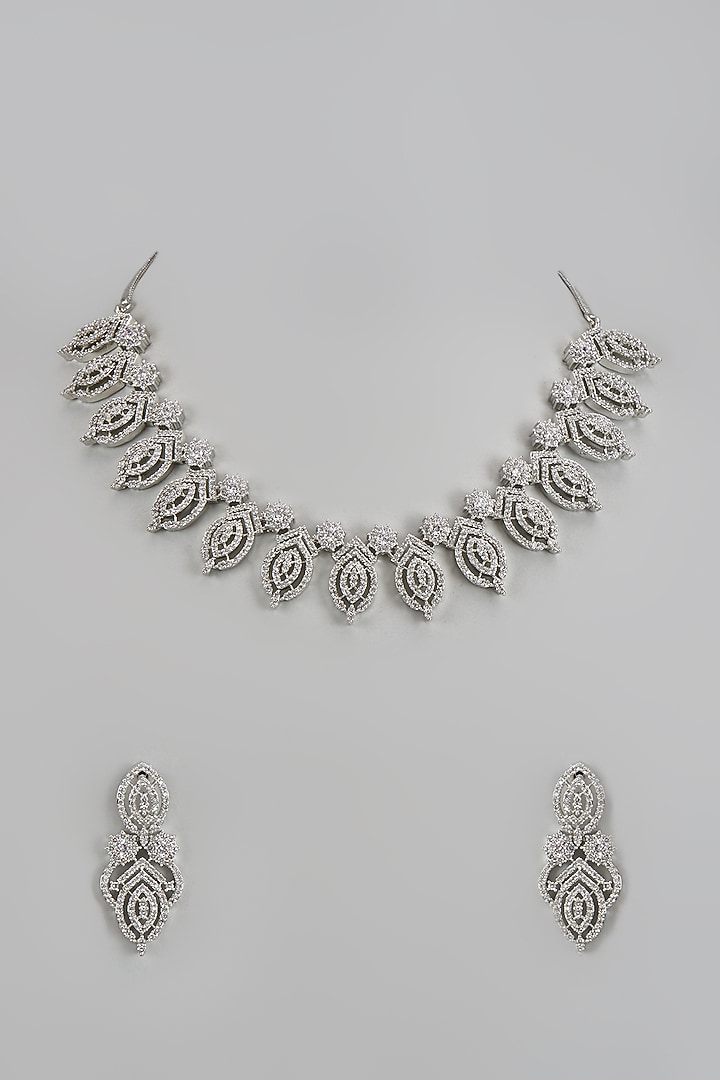 White Finish Zircon Necklace Set by Aster at Pernia's Pop Up Shop