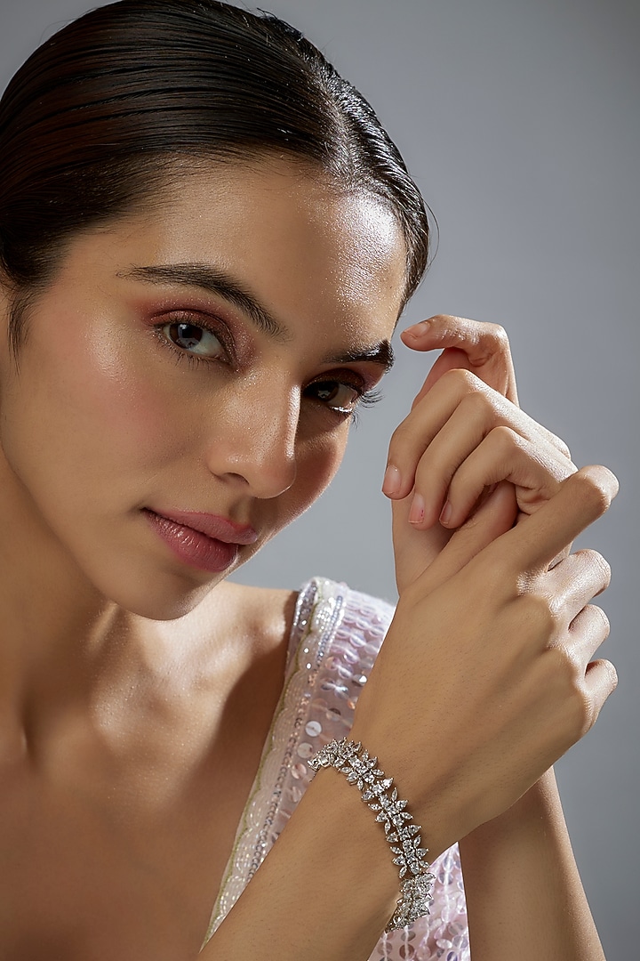White Finish Zircon Bracelet by Aster at Pernia's Pop Up Shop
