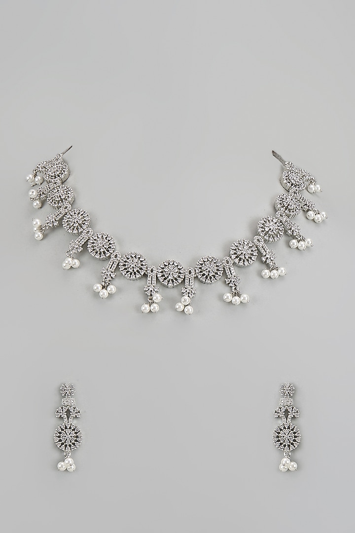 White Finish Zircon Necklace Set by Aster at Pernia's Pop Up Shop