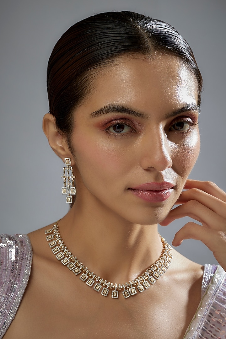 Gold Finish Zircon Necklace Set by Aster at Pernia's Pop Up Shop